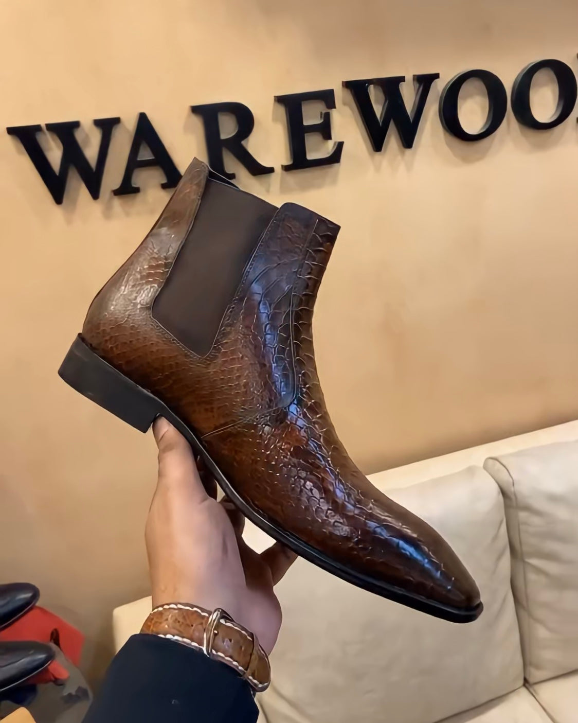 Eastern Snake Scaled Chelsea Boots Warewood Shoemakers