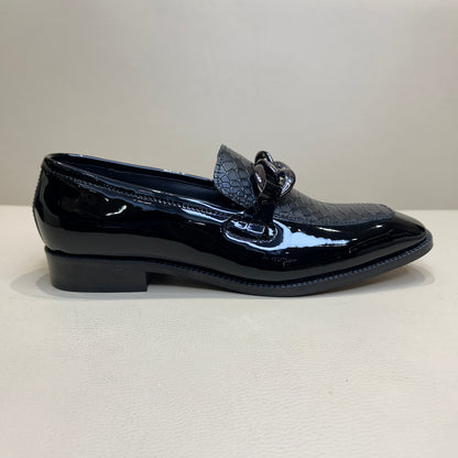 Cobra-patent Leather Spectator Moccasins