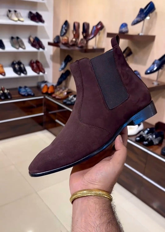 Pure Italian Wine Suede Chelsea Boots