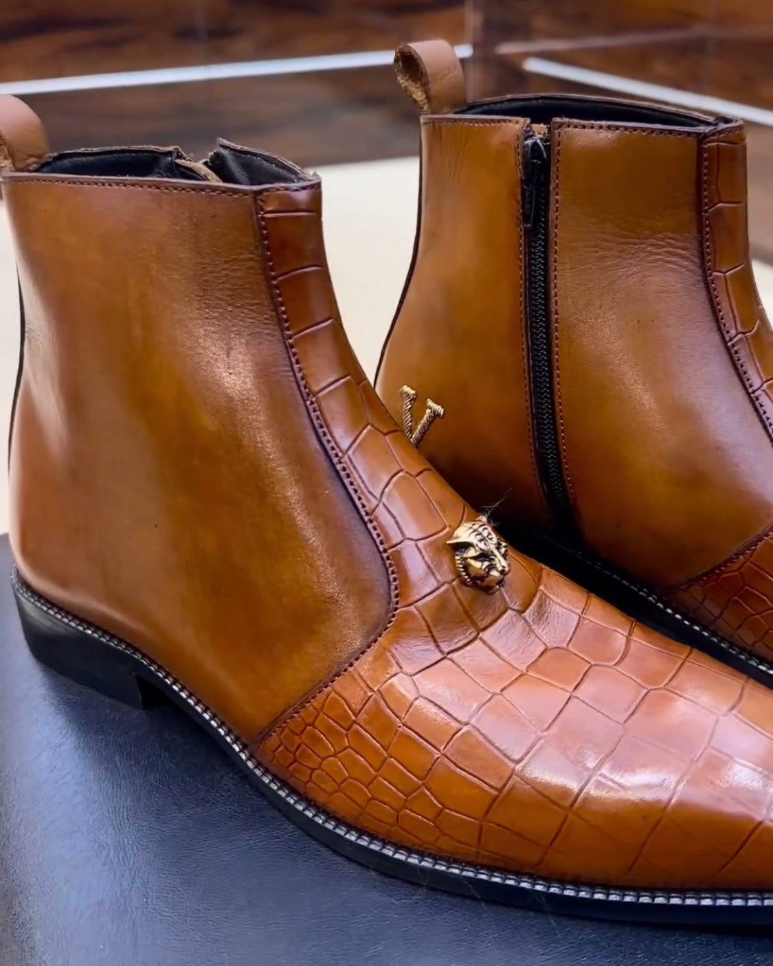 Classic Tan Patina Zip Boots