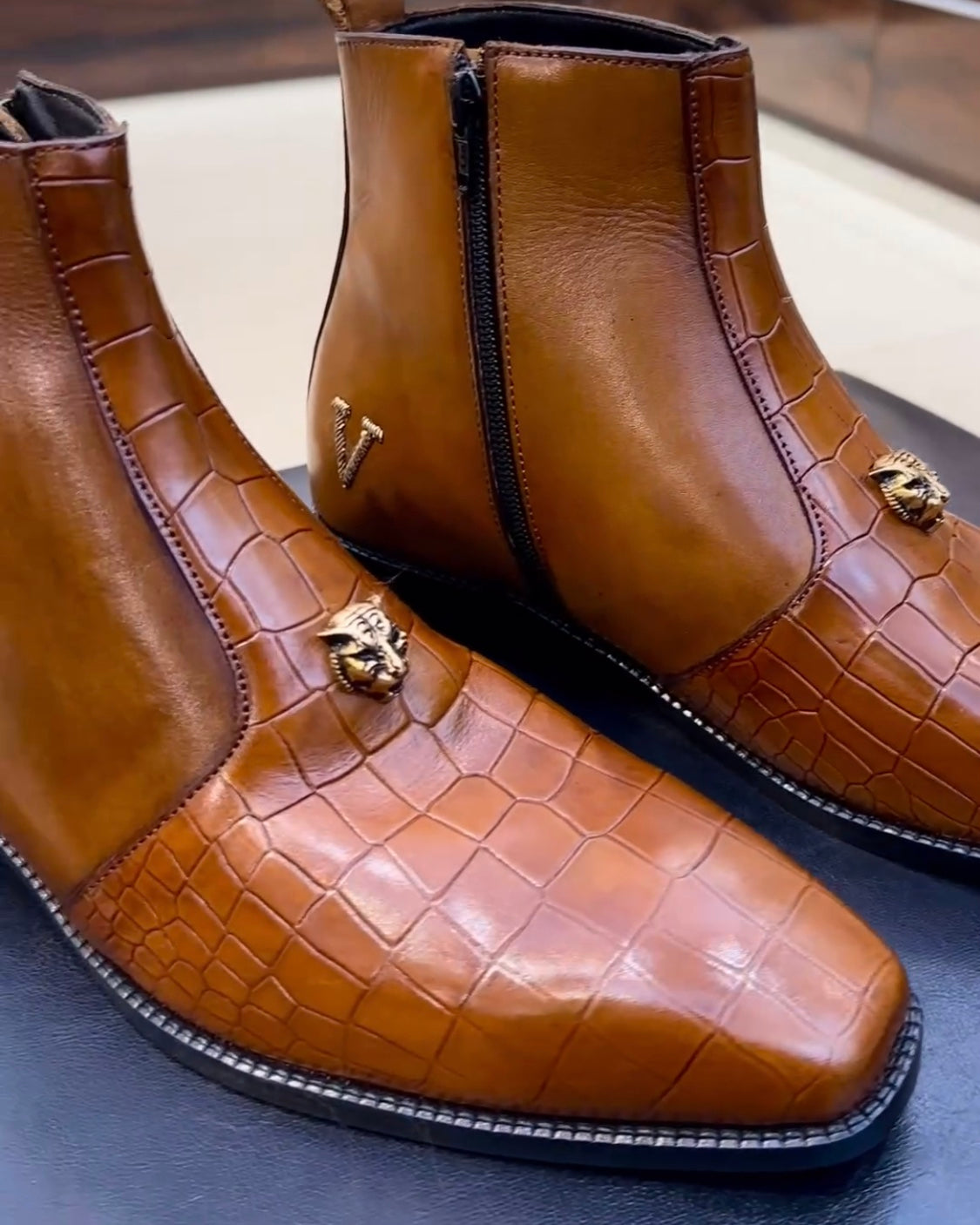 Classic Tan Patina Zip Boots