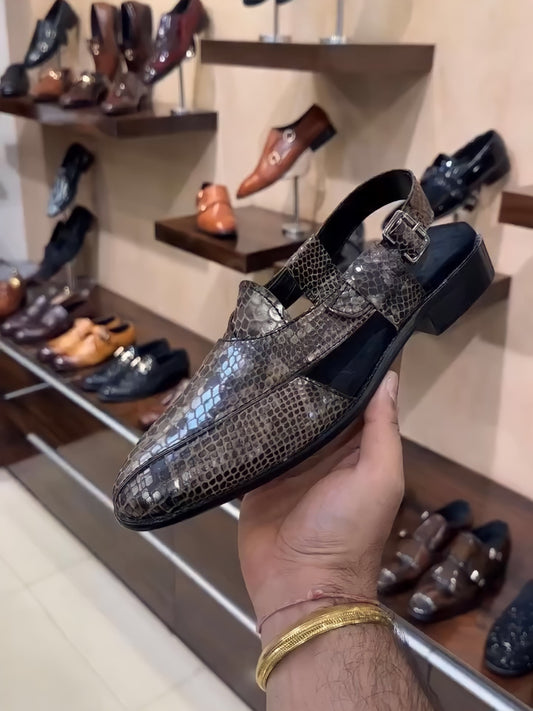 Limited Edition Snake Foil Leather Peshawaris