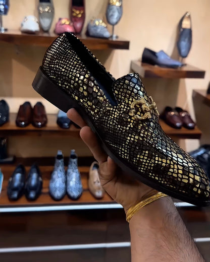 Italian Snake Foil Loafers