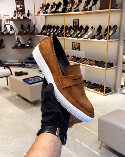 Pure Italian Tan Suede Slip-ons