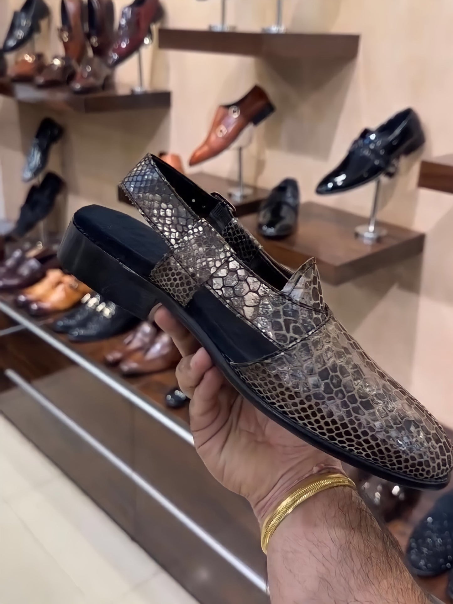 Limited Edition Snake Foil Leather Peshawaris