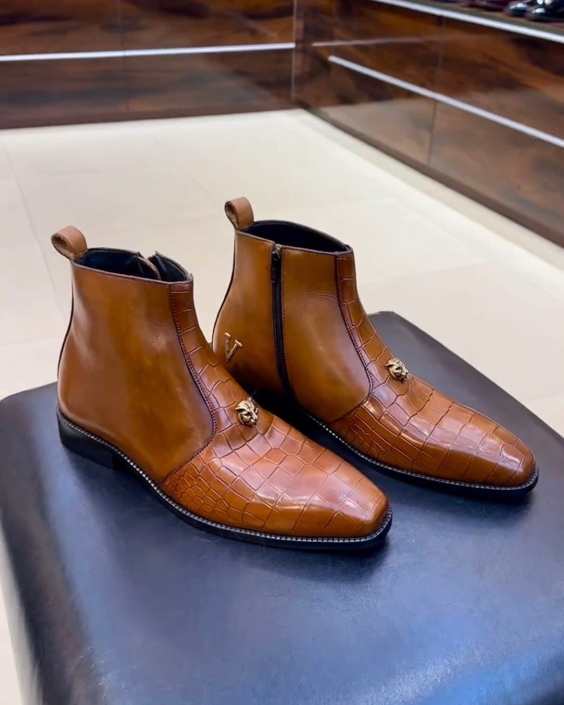 Classic Tan Patina Zip Boots