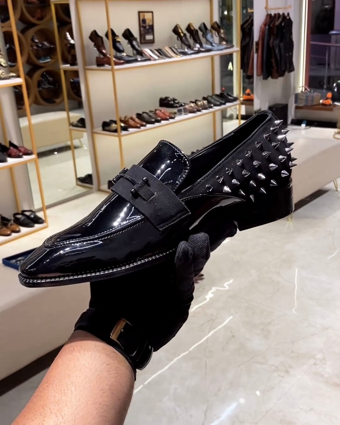 Luxe Edition Italian Patent Leather Studded Moccasins