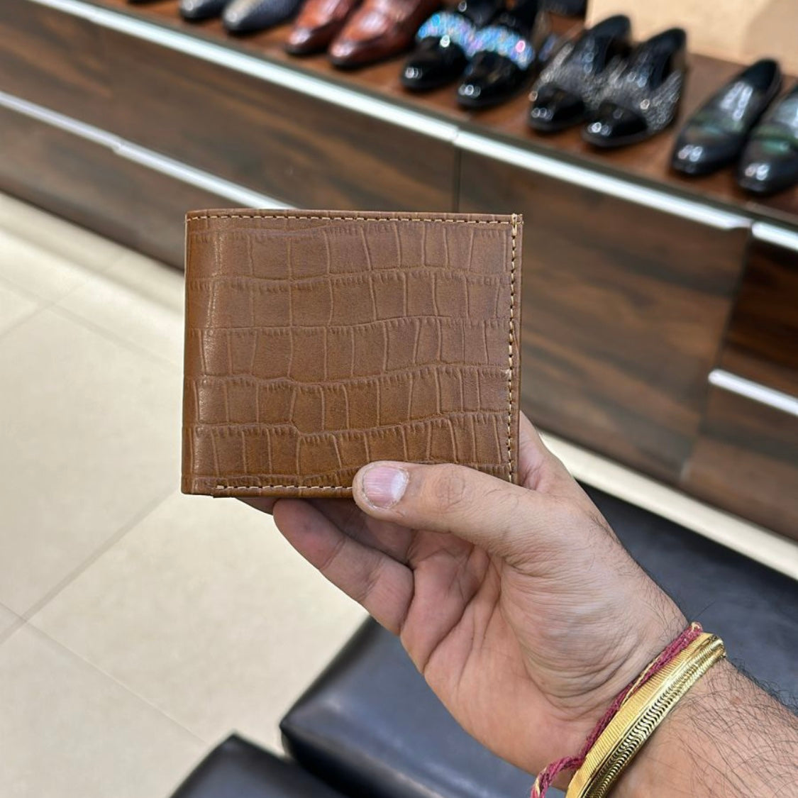 Desert Brown Crocodile Scaled Wallet