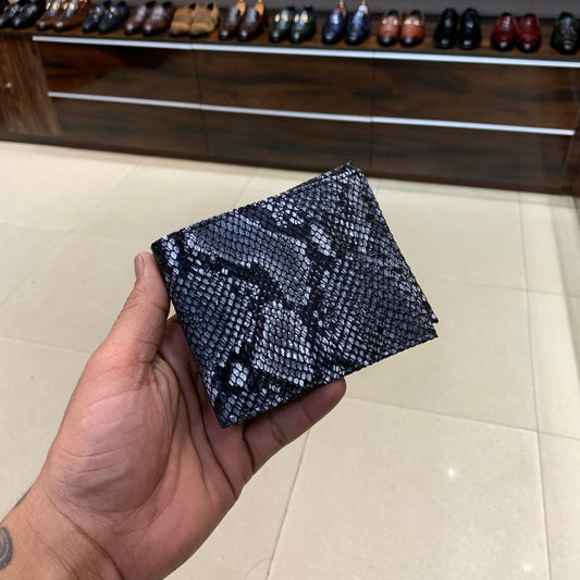 Exotic Black-grey Python Foil Leather Wallet