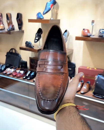 Burnished Tan Penny Loafers