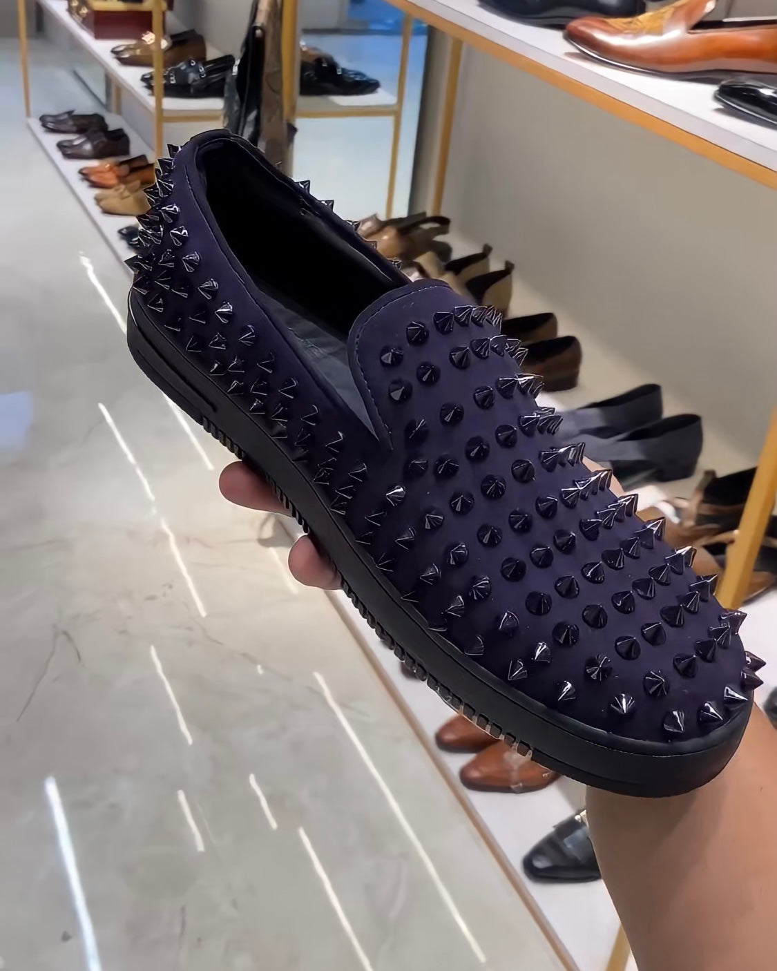 Dark Purple Studded Sneakers