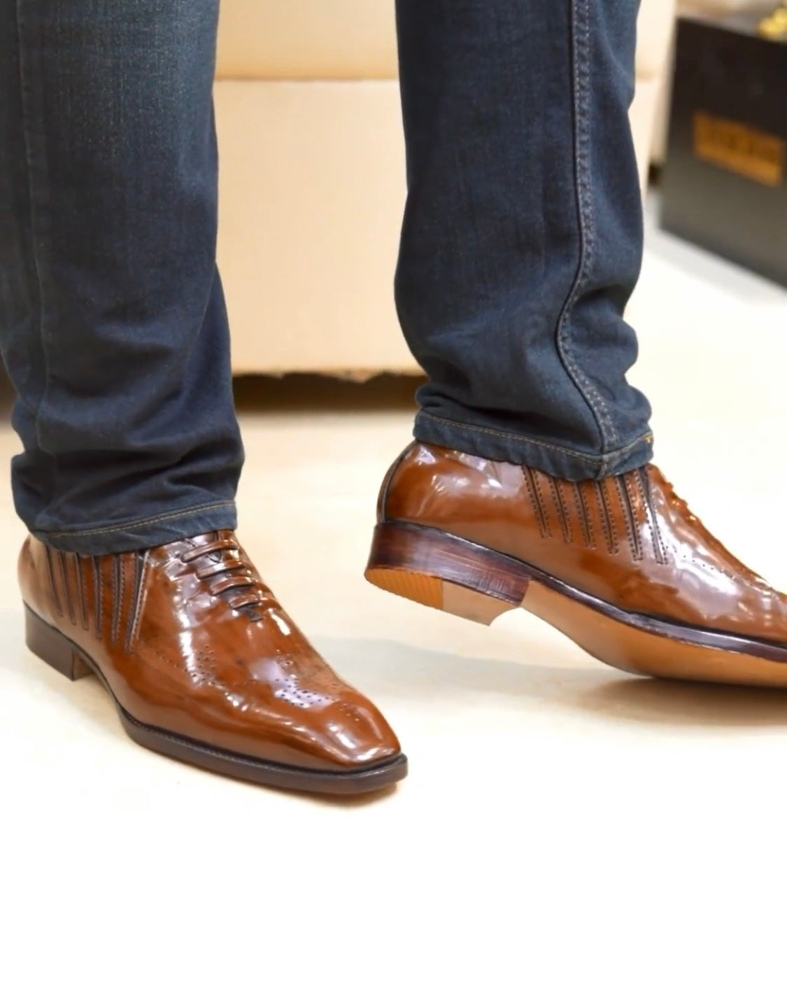 New Classic Tan Patina Lace-up Oxfords