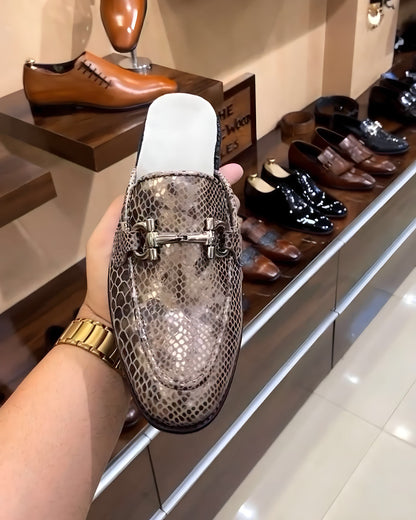 Exotic Snake Foil Leather Mules