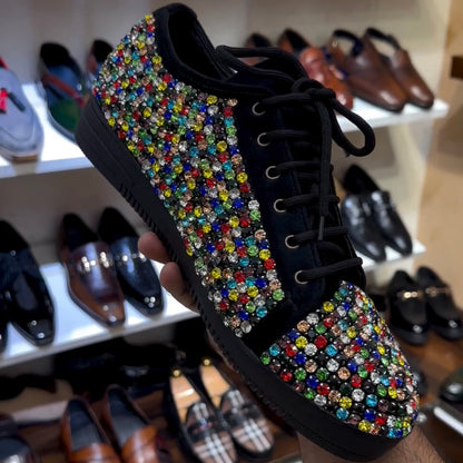 Limited Edition Diamond Studded Lace-up Sneakers