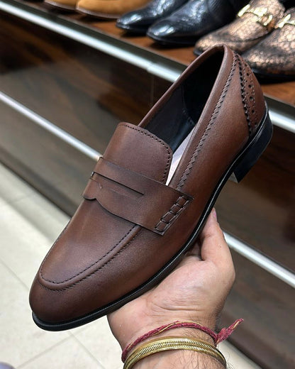 Dark Tan Penny Loafers