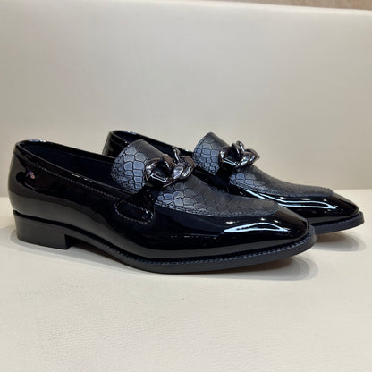 Cobra-patent Leather Spectator Moccasins