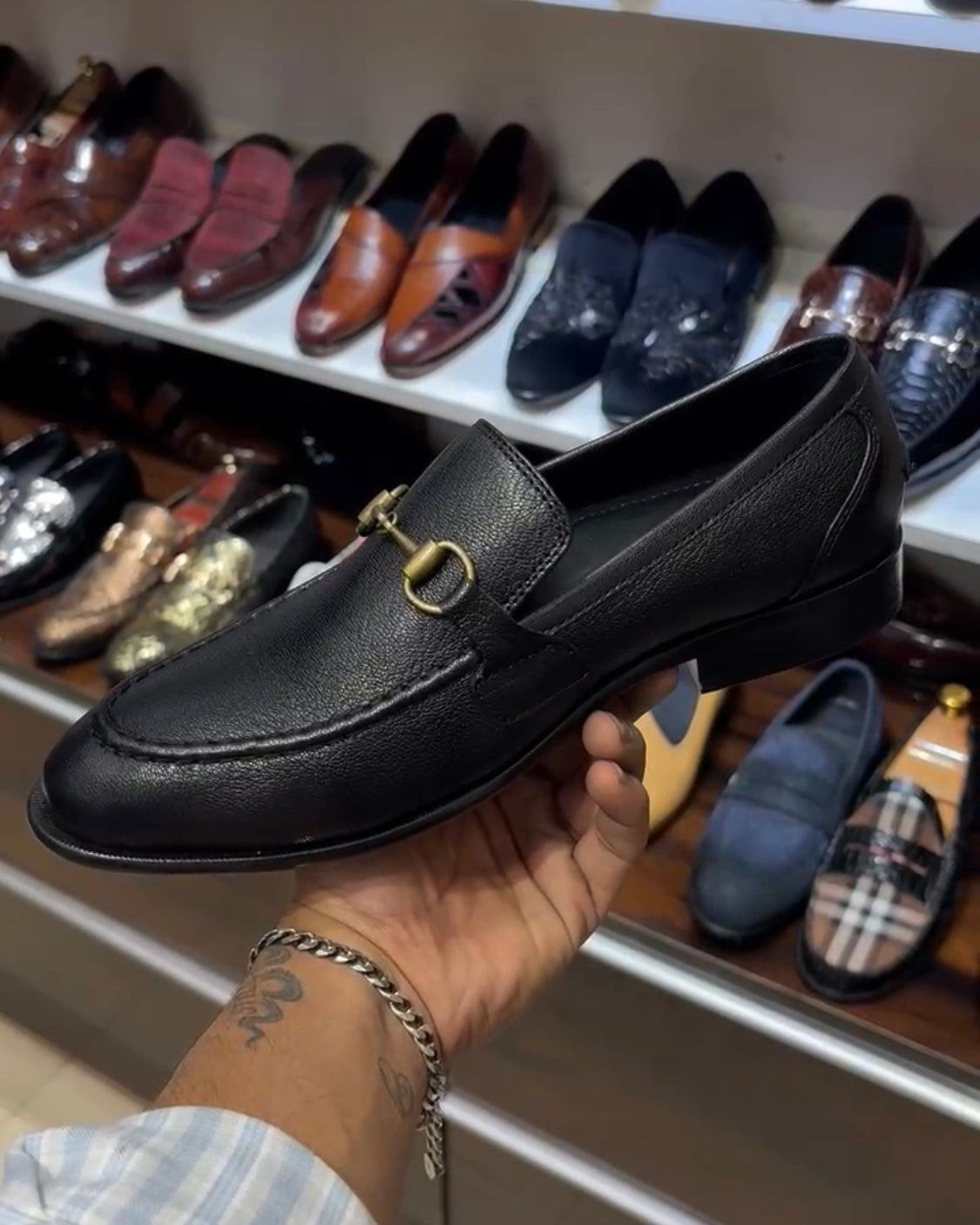 Black Calf Skin Leather Loafers with Black Interior