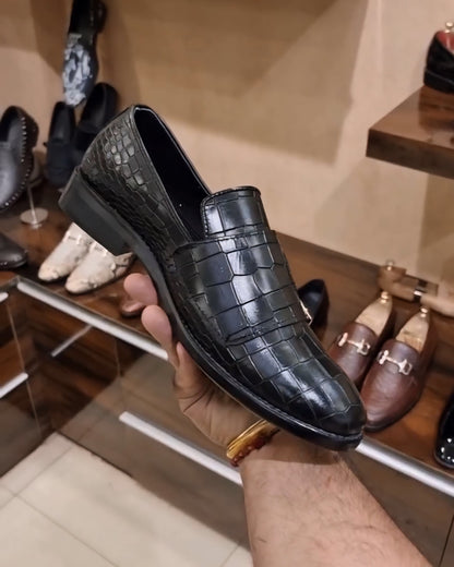 Crocodile Scaled Monk Slip-ons