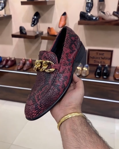 Vermilion Viper Snake Scaled Loafers