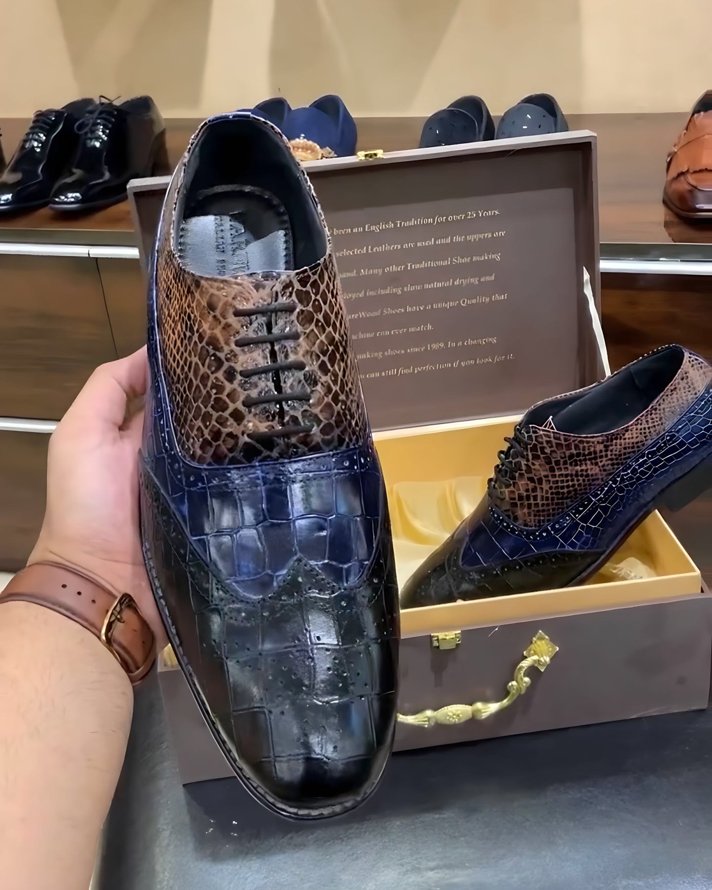 Limited Edition Exotic Snake Foil-croco Leather Wingtips