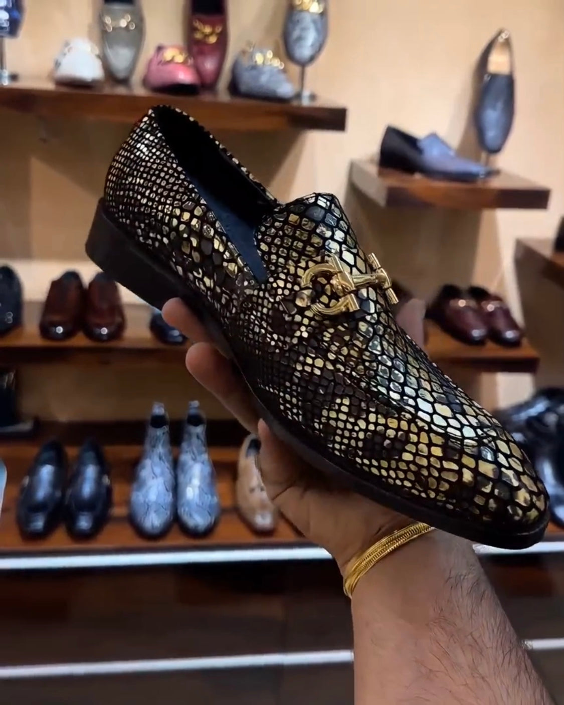 Italian Snake Foil Loafers