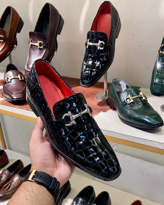 Exotic Glossy Crocodile Leather Loafers