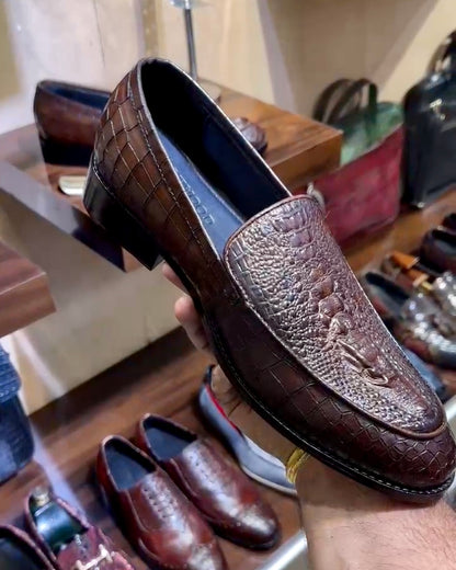 Limited Edition Tobacco Brown Alligator Scaled Moccasins