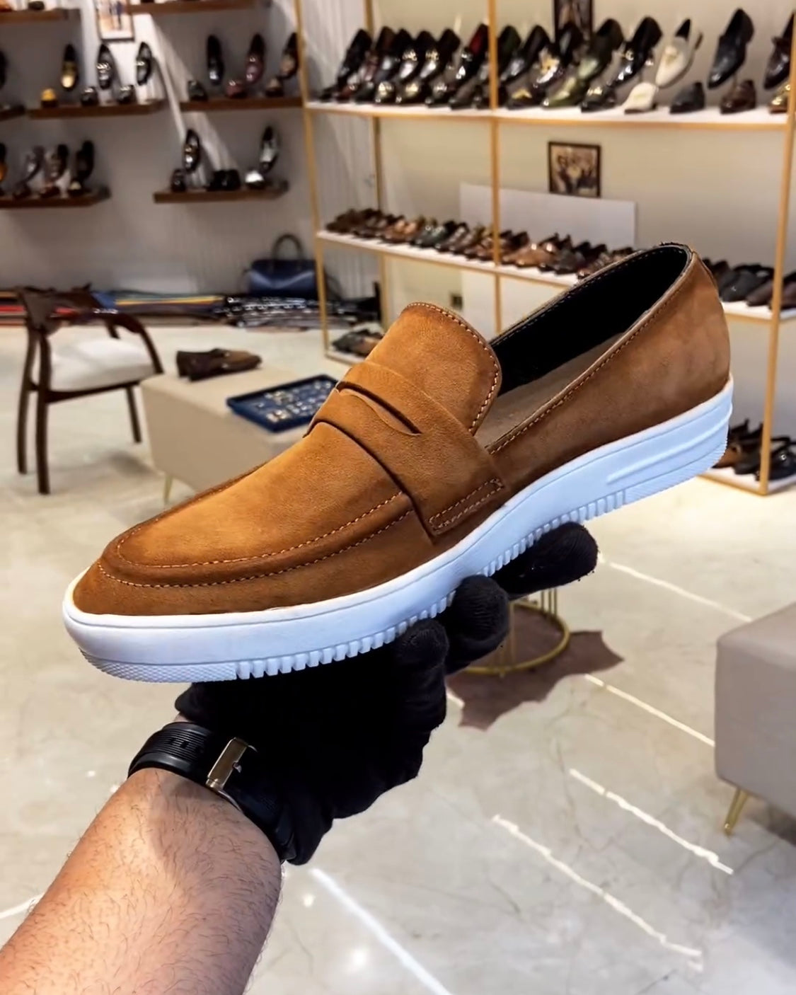 Pure Italian Tan Suede Slip-ons