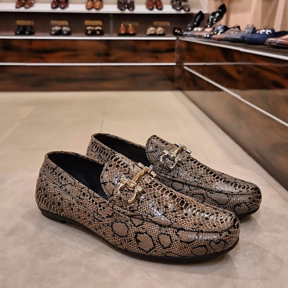 Exotic Python Scaled Driving Loafers