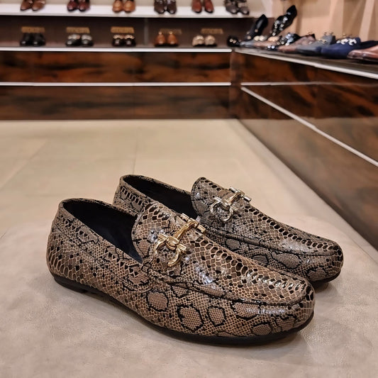 Exotic Python Scaled Driving Loafers