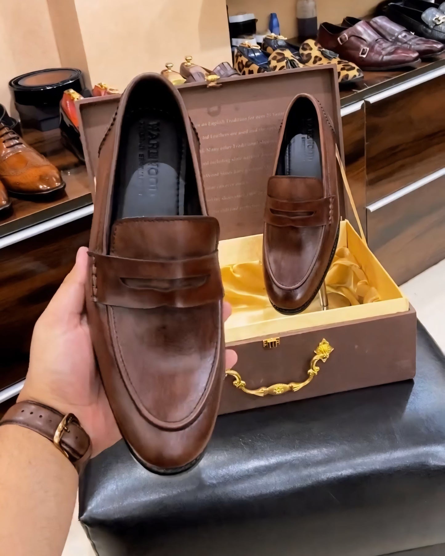 Genuine Leather Brown Penny Loafers