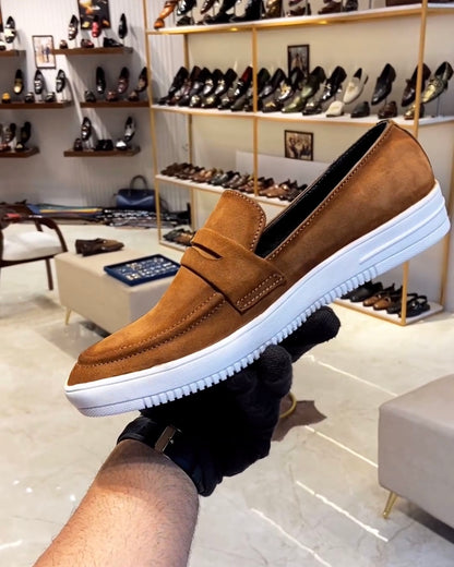 Pure Italian Tan Suede Slip-ons