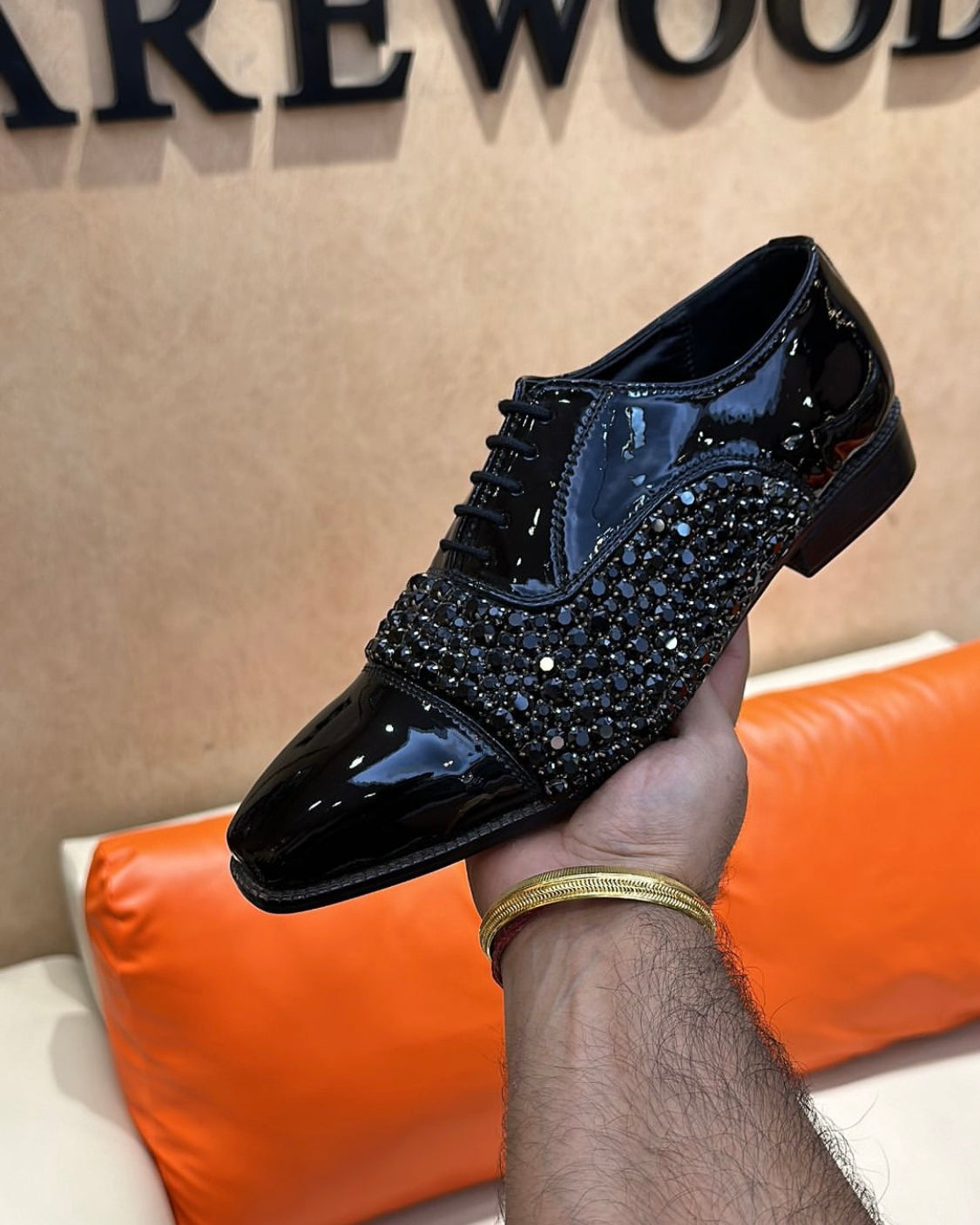 Luxe Edition Diamond Studded Patent Leather Oxfords