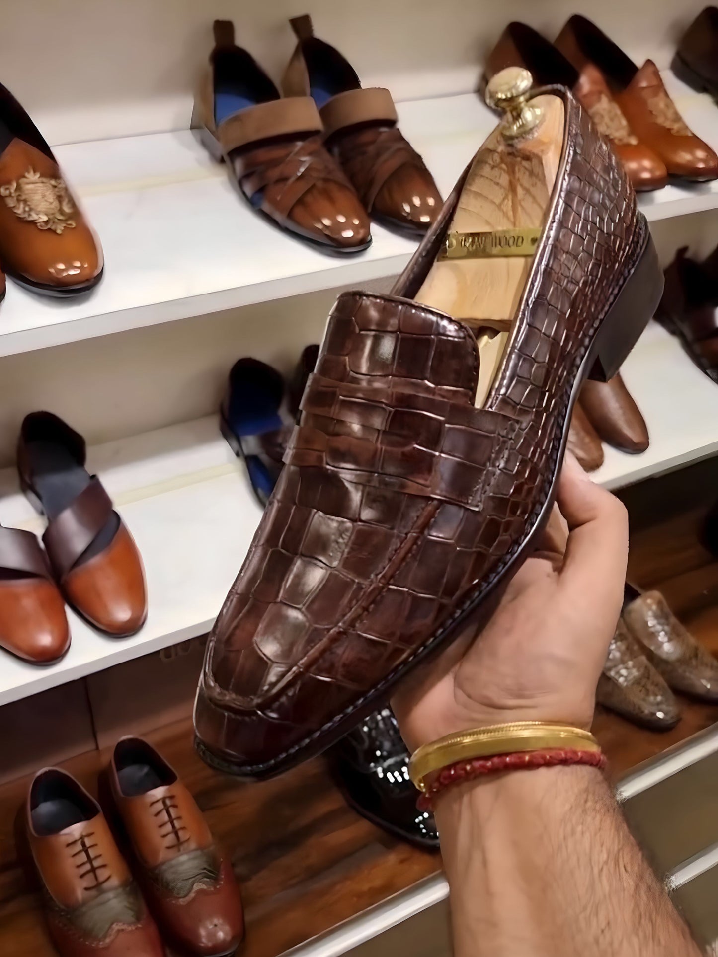 Coffee Brown Croco Loafers