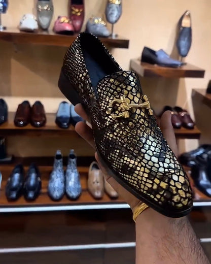 Italian Snake Foil Loafers