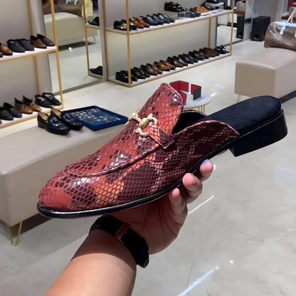 Exotic Snake Foil Leather Scaled Mules