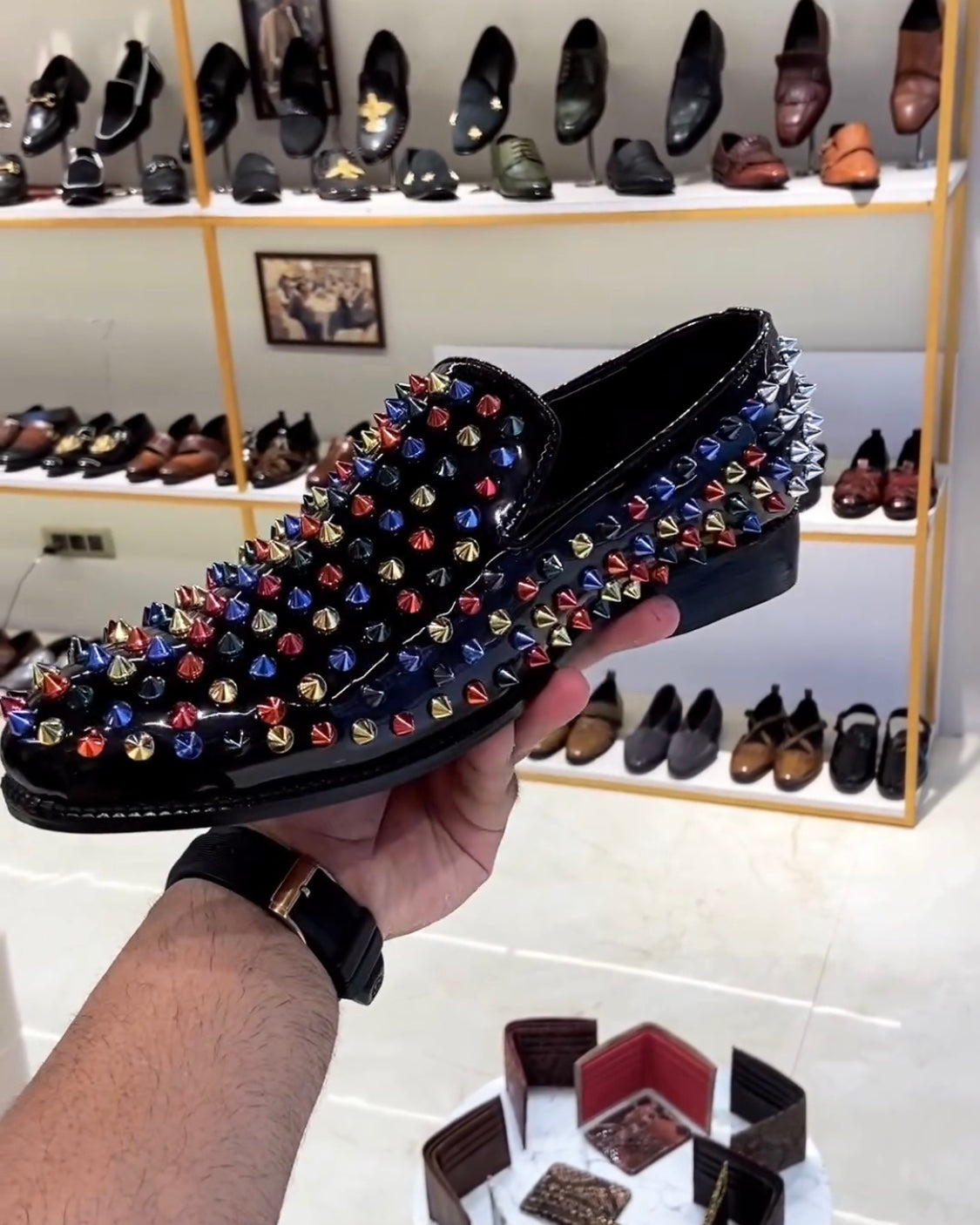 Limited Edition Black Patent Studded Moccasins