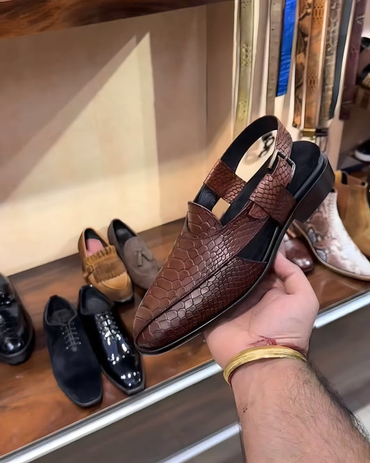 Walnut Brown Cobra Scaled Peshawaris