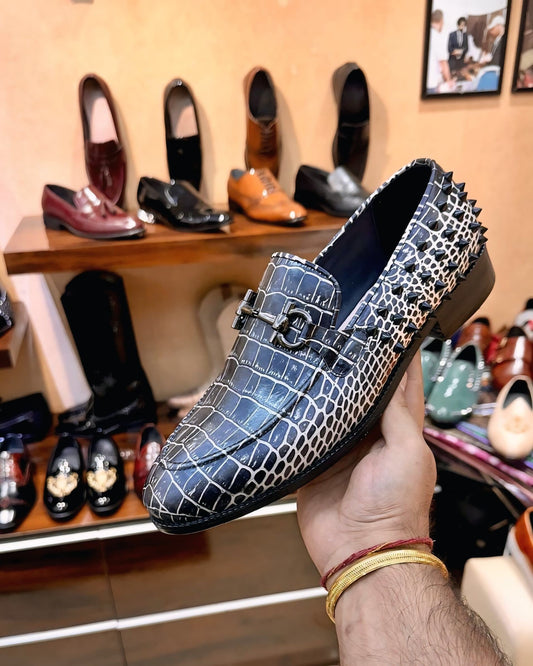 Limited Edition Crocodile Scaled Studded Loafers