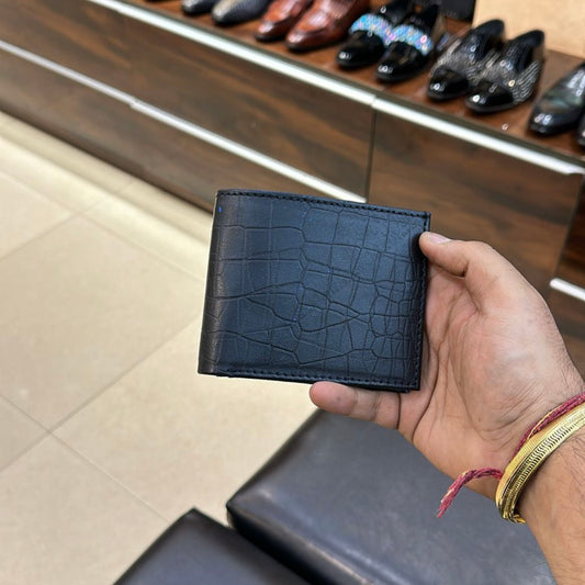 Matt Black Crocodile Scaled Wallet