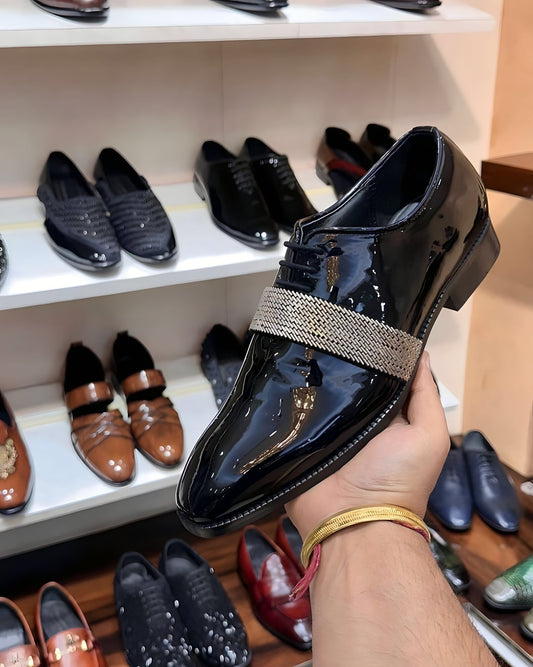 Luxe Edition Patent Oxfords with Gold Strap