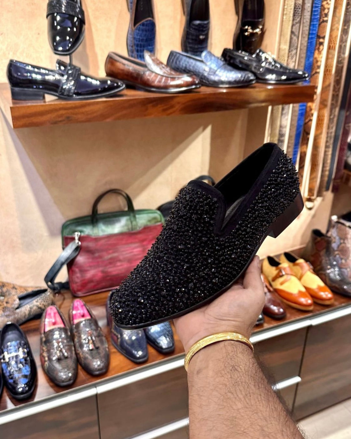 Black Diamond Studded Slip-ons