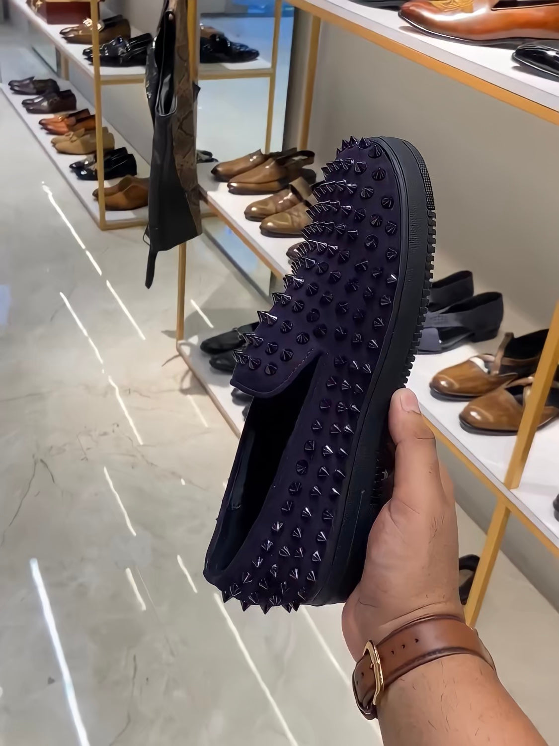 Dark Purple Studded Sneakers