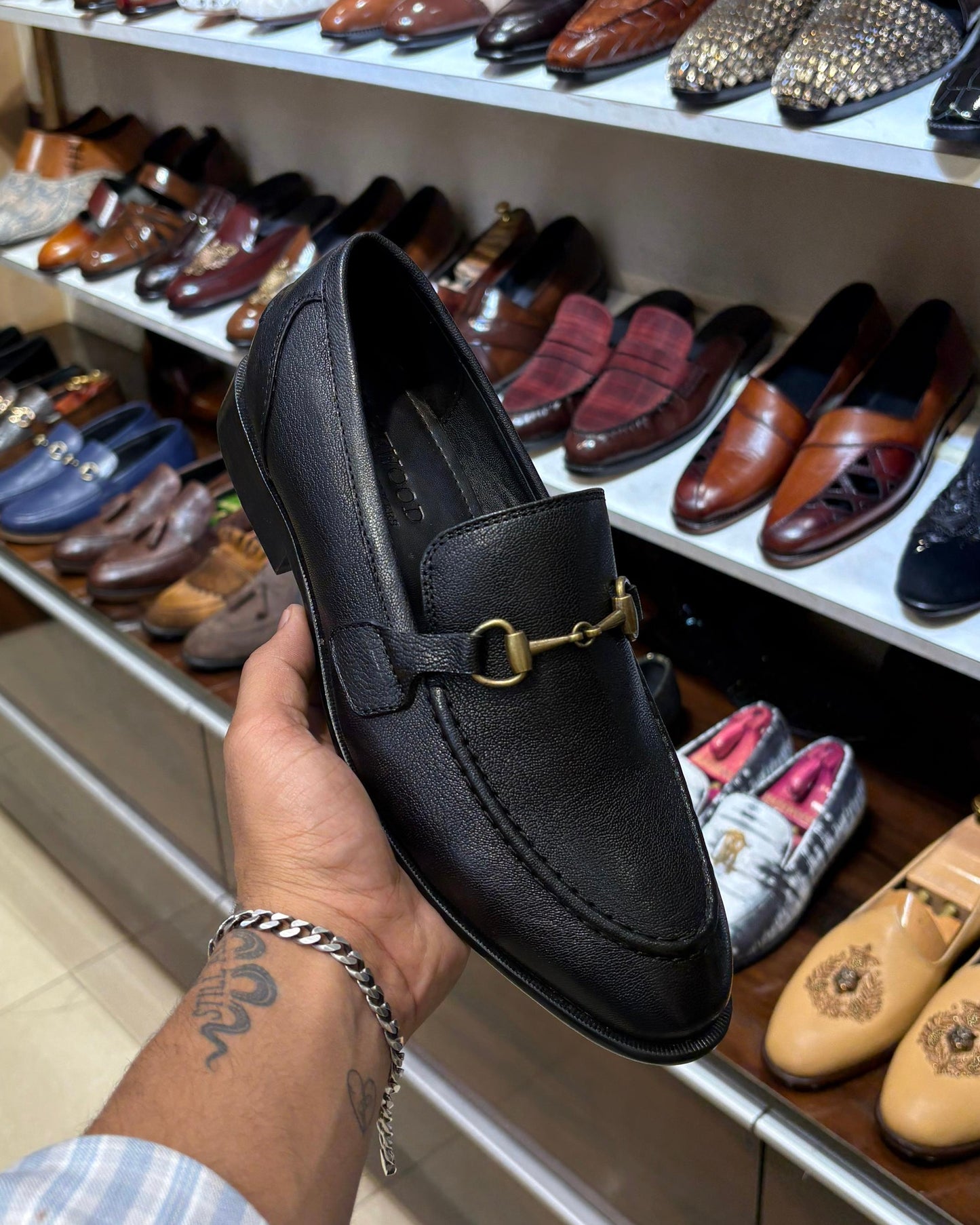 Black Calf Skin Leather Loafers with Black Interior