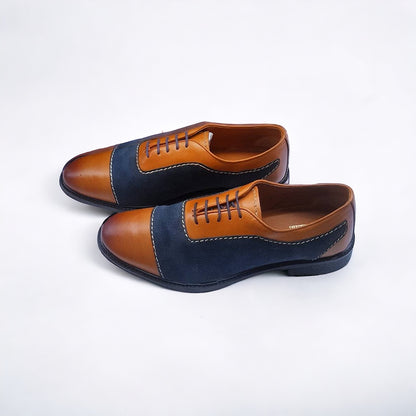 Italian Crust & Blue Suede Leather Oxfords