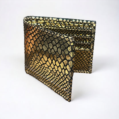 Exotic Gold Snake Foil Leather Wallet