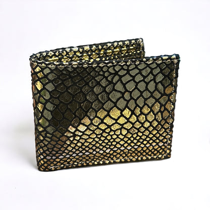 Exotic Gold Snake Foil Leather Wallet