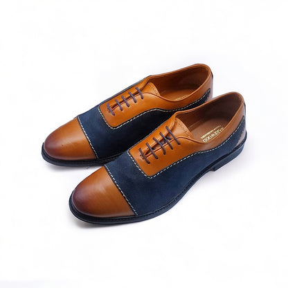 Italian Crust & Blue Suede Leather Oxfords