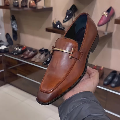 Genuine Leather Tan Loafers